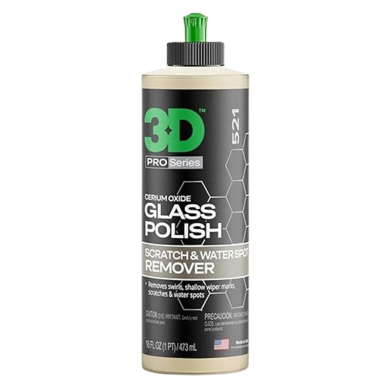 3D Glass Polish – Cerium Oxide Glass Scratch Remover for Car Windows – Restores Clarity & Removes Wiper Marks, Swirls, Water Spots - 16oz - Image 1